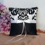 Black & White Wedding Ring Bearer with White Bow Flower Pattern Design